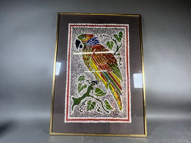 Image for Framed Batik Multicolored Parrot Print