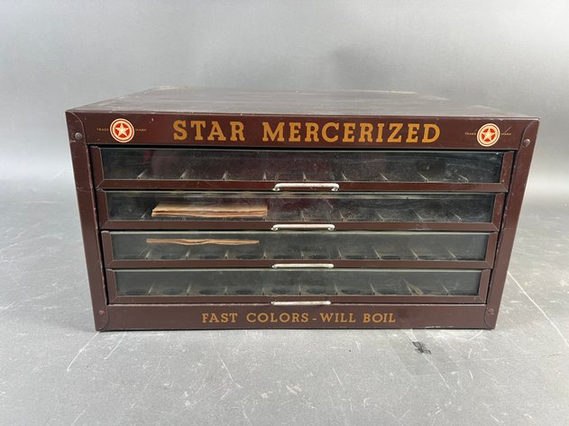 Image for Vintage Star Mercerized Metal Thread Spool Display Cabinet