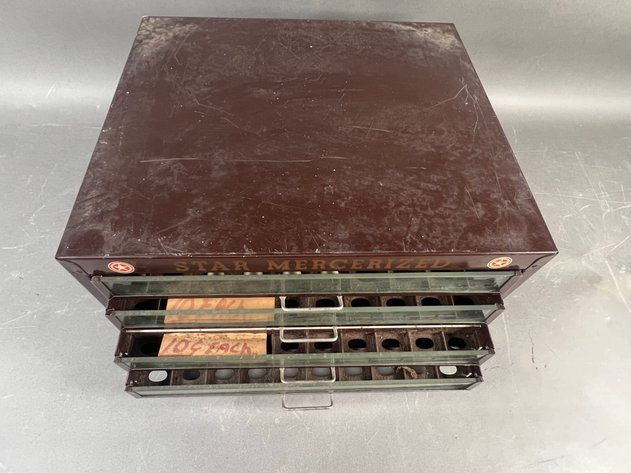 Image for Vintage Star Mercerized Metal Thread Spool Display Cabinet
