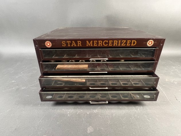 Image for Vintage Star Mercerized Metal Thread Spool Display Cabinet