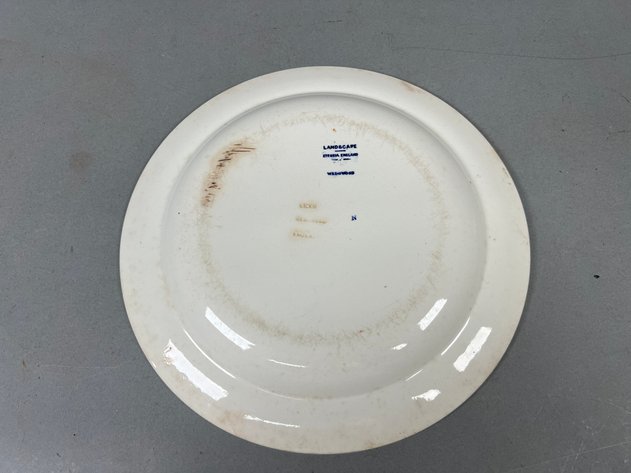 Image for Collection of Vintage Blue & White Ceramics Including Wedgwood Landscape Plates, Blue Willow Creamer & More