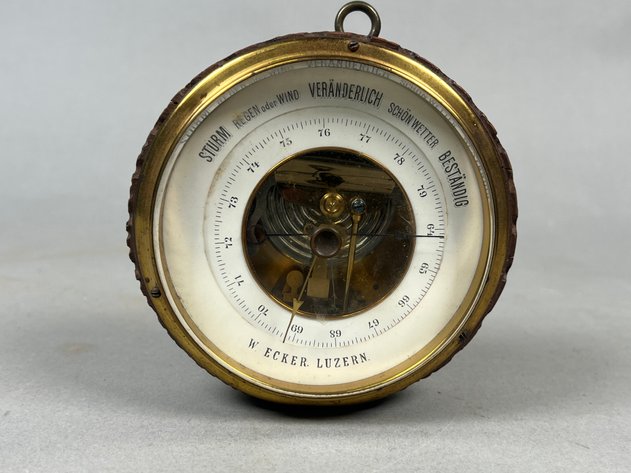 Image for Vintage Seth Thomas Exter-W Mantel Clock & W. Ecker Luzern Aneroid Barometer