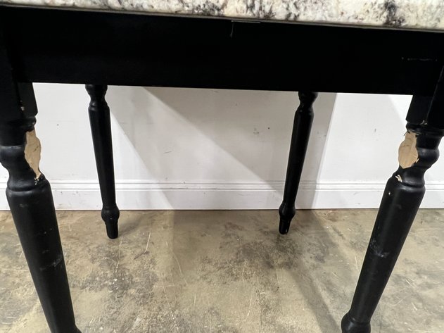 Image for Vintage Granite Top Table with Turned Wood Legs