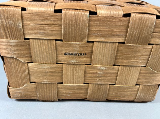 Image for Pair of Vintage Basketville of Putney, Vermont Woven Baskets & Wicker Hamper