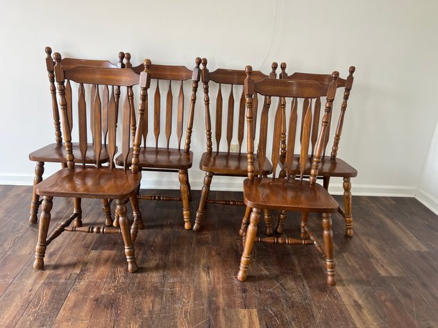 Image for (6) Vintage Colonial Revival Spindle-Back dining Chairs with Turned Legs