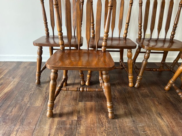 Image for (6) Vintage Colonial Revival Spindle-Back dining Chairs with Turned Legs
