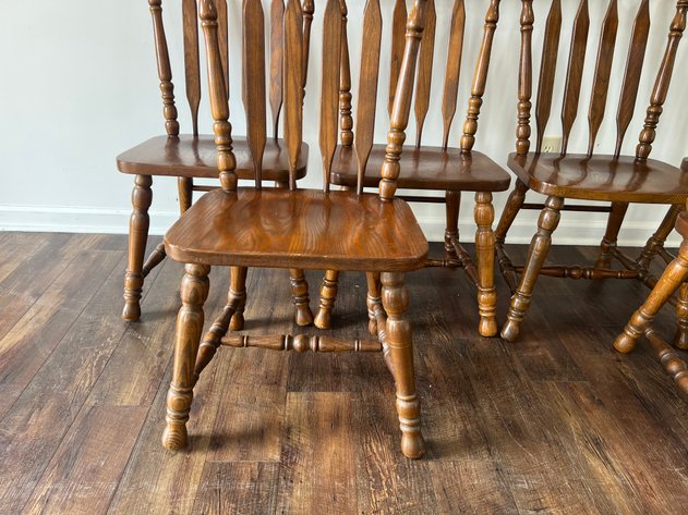 Image for (6) Vintage Colonial Revival Spindle-Back dining Chairs with Turned Legs