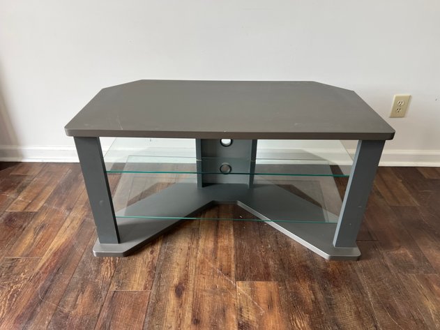 Image for Gray TV Stand / Media Console with Glass Shelves
