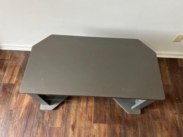 Image for Gray TV Stand / Media Console with Glass Shelves
