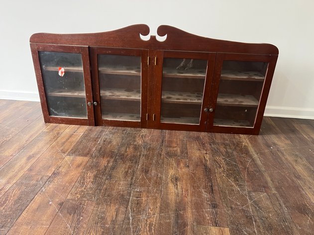 Image for Vintage Wood Wall-Mounted Display Cabinet