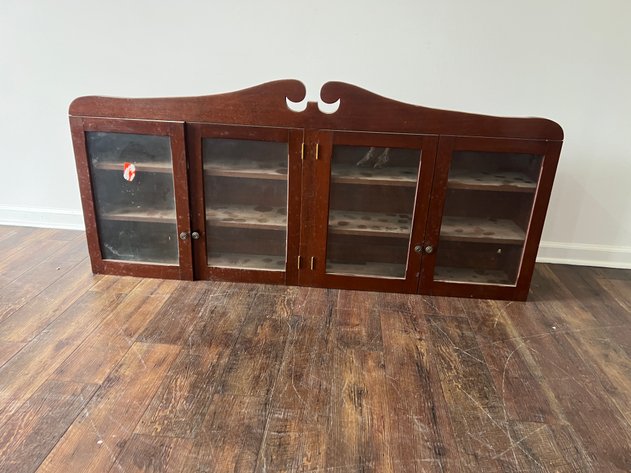 Image for Vintage Wood Wall-Mounted Display Cabinet