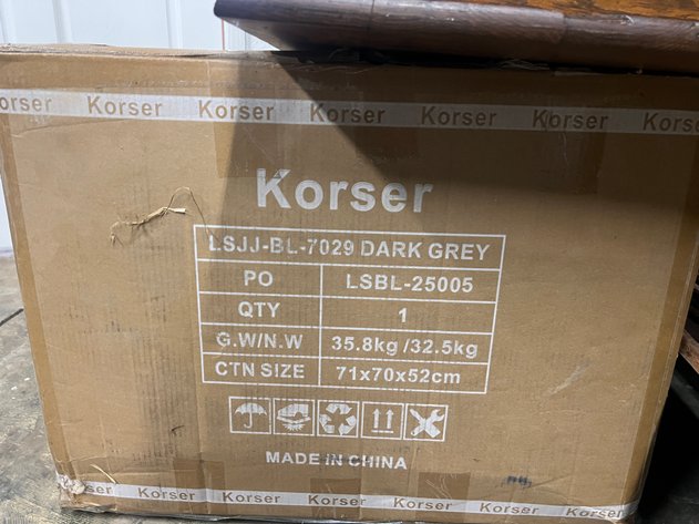 Image for Korser Dark Grey Upholstered Swivel Rocker Recliner Chair, New in Box