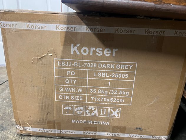 Image for Korser Dark Grey Upholstered Swivel Rocker Recliner Chair, New in Box