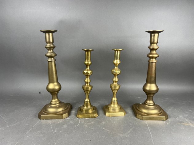 Image for (4) Vintage Brass Candlesticks
