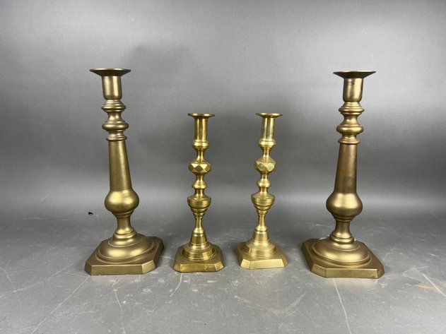 Image for (4) Vintage Brass Candlesticks
