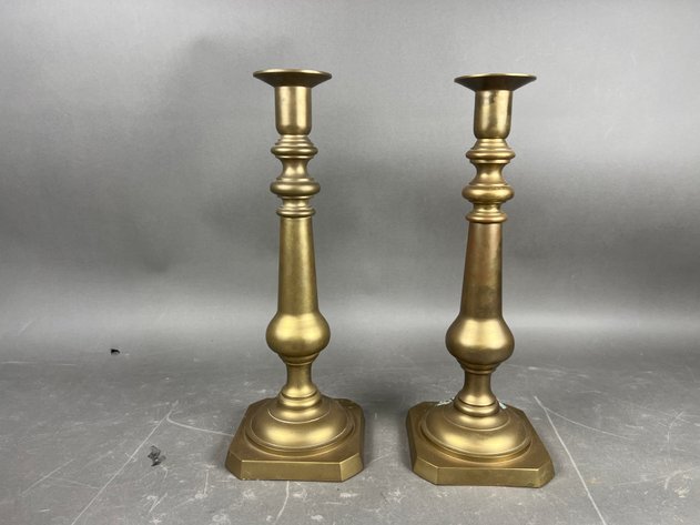 Image for (4) Vintage Brass Candlesticks