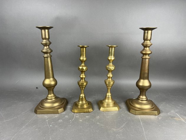 Image for (4) Vintage Brass Candlesticks