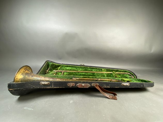 Image for Vintage Farrin Wondercraft Trombone with Original Green Velvet Case