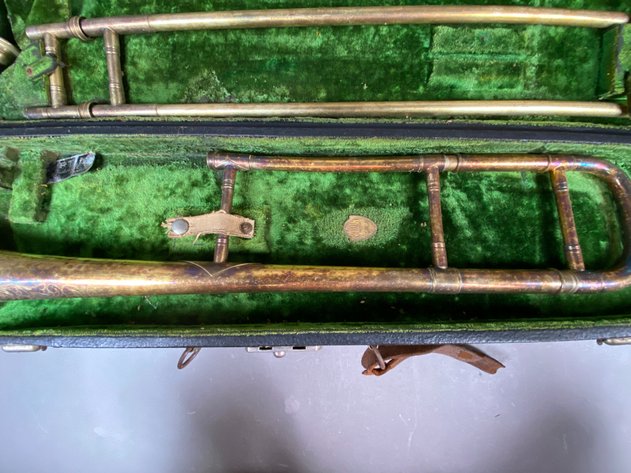Image for Vintage Farrin Wondercraft Trombone with Original Green Velvet Case