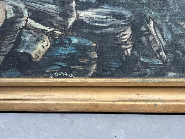 Image for J. DiMauro Signed Coastal Landscape Painting in Wood Frame
