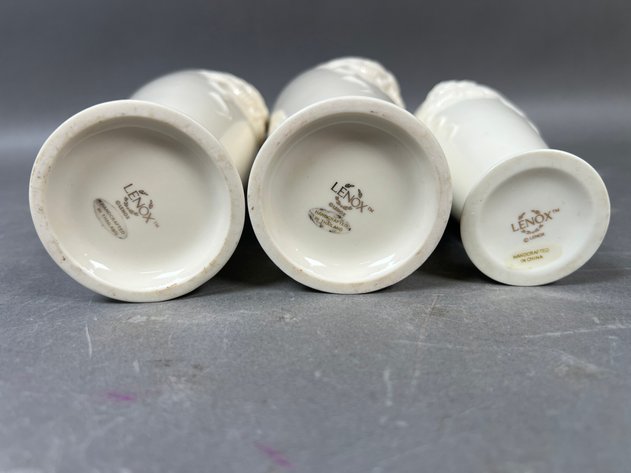 Image for Collection of Vintage Lenox Rosebud & Rose Blossom Porcleain Vases with Iridescent Gold-Trimmed Ceramic Vases