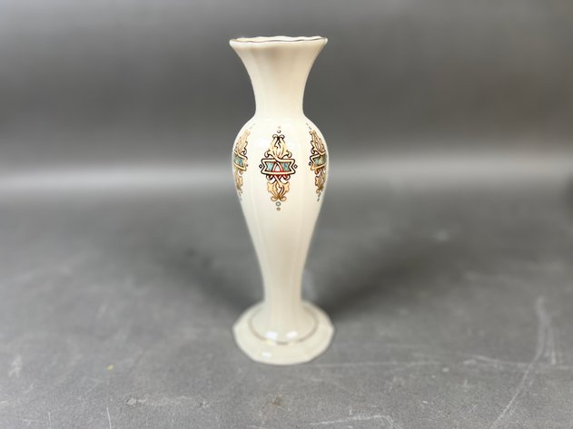 Image for Collection of Vintage Lenox Rosebud & Rose Blossom Porcleain Vases with Iridescent Gold-Trimmed Ceramic Vases