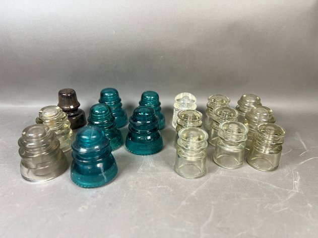 Image for Collection of (17) Assorted Vintage Glass & Ceramic Insulators