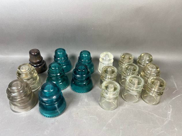 Image for Collection of (17) Assorted Vintage Glass & Ceramic Insulators