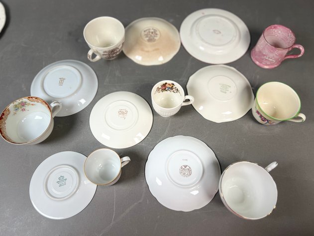 Image for Collection of (10) Assorted Vintage Teacups & Saucers Including Wedgwood, Staffordshire, Royal Winton & More