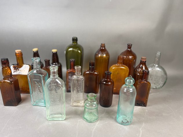 Image for Collection of Antique & Vintage Glass Bottles Including Dr. Miles Medical Co., W.T. Rawleigh, M. Salzman Co. & Dixie Steam Bottling Works