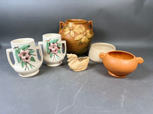 Image for Collection of Vintage Art Pottery Planters & Vases Including Roseville U.S.A., McCoy & More