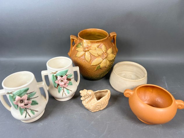 Image for Collection of Vintage Art Pottery Planters & Vases Including Roseville U.S.A., McCoy & More