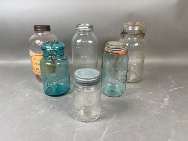 Image for Collection of Antique & Vintage Glass Jars Including Atlas, Ball & More