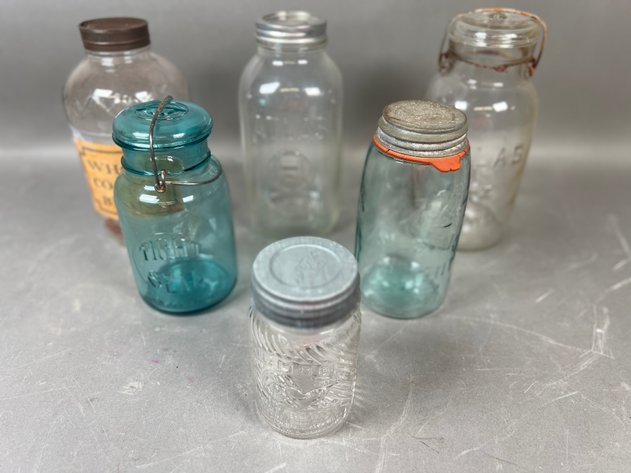 Image for Collection of Antique & Vintage Glass Jars Including Atlas, Ball & More