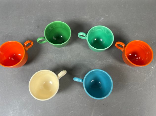 Image for Collection of (6) Vintage Fiesta Ware Footed Teacups in Assorted Colors