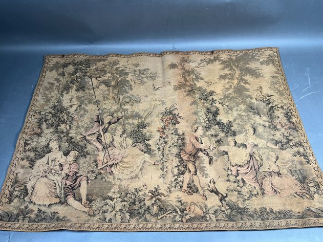 Image for Vintage Jacquard-Woven Tapestry Depicting Pastoral Scene