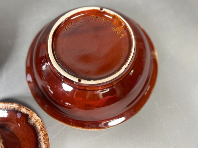 Image for Collection of Vintage Hull Brown Drip Pottery Dinnerware Including Cups & Saucers, Plates, Serving Bowl & Leaf Dish
