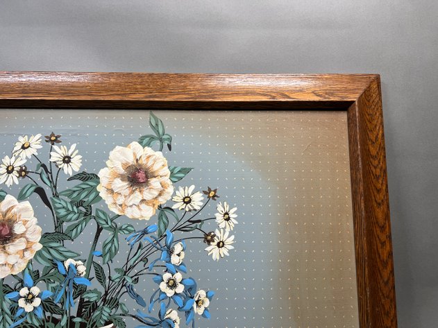 Image for Framed Huntington Signed Floral Still-Life Art Oil Painting Print