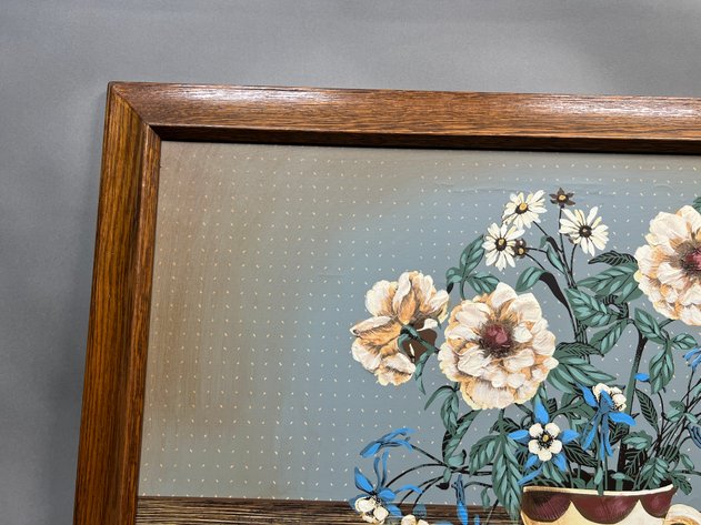Image for Framed Huntington Signed Floral Still-Life Art Oil Painting Print