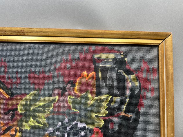 Image for Framed Needlepoint Still-Life Fruit Art