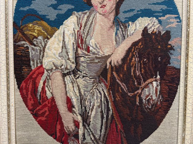 Image for Framed Needlepoint Milkmaid Portrait