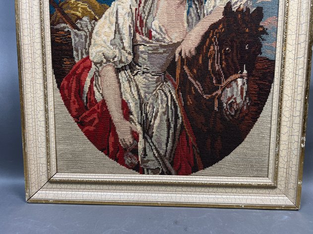 Image for Framed Needlepoint Milkmaid Portrait