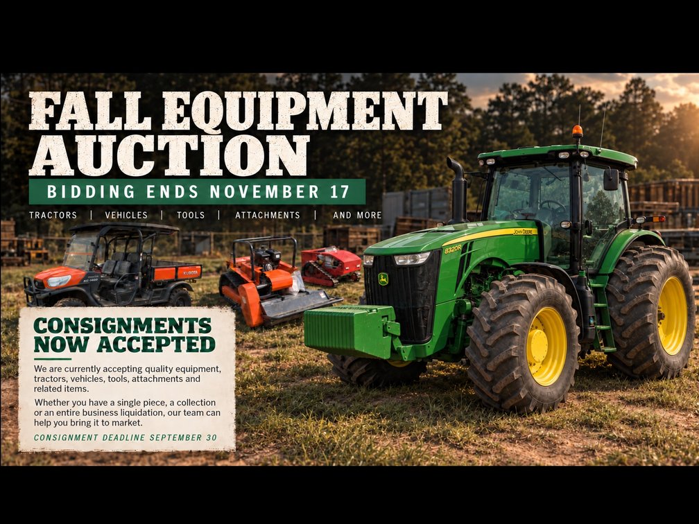Image for Now Accepting Consignments - November 2026 Equipment Auction