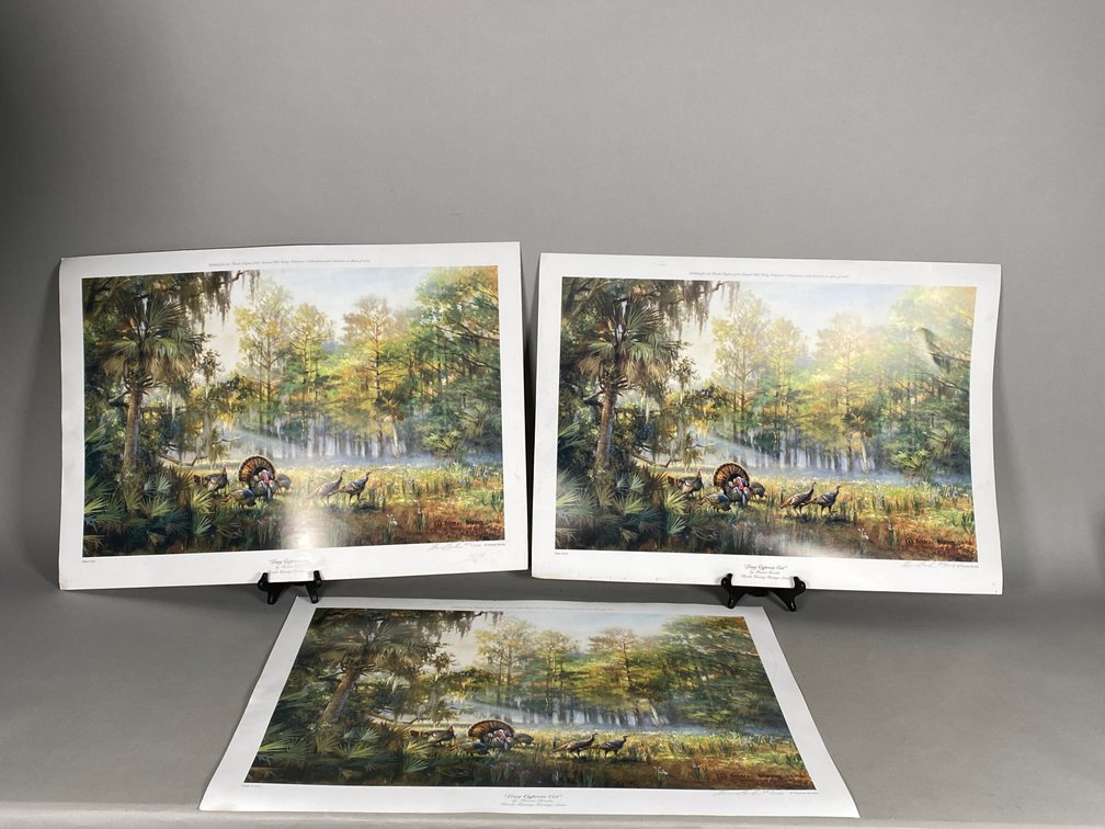 (3) limited Edition of 2000 Printed Paintings Titled "Long Cypress Cut" Signed By Artist Thomas Brooks
