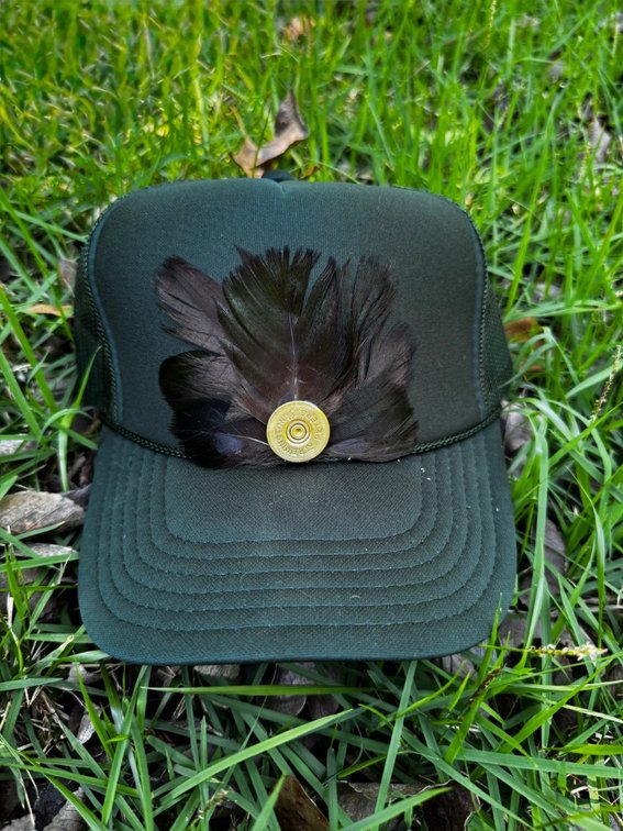 Feather Trucker Hat - Dark Green
