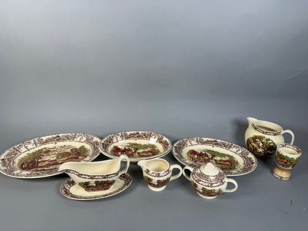 Royal Staffordshire Pottery "Rural Scenes" (9) Piece Serveware Collection