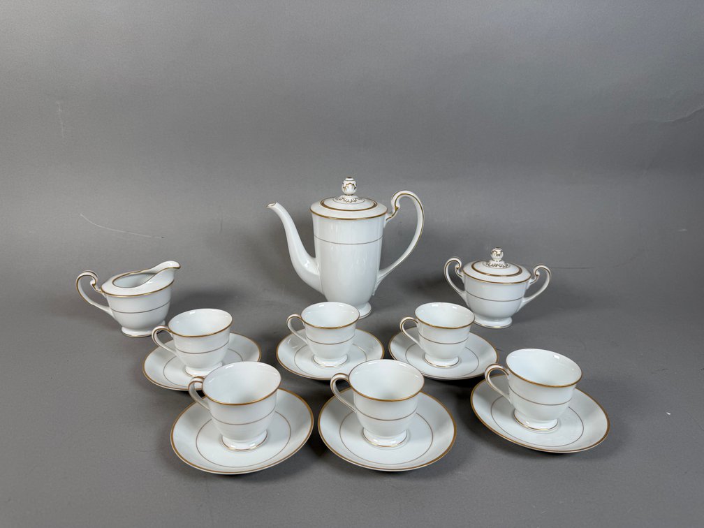Noritake 7050 Gold Trim Porcelain Coffee Service For (6)