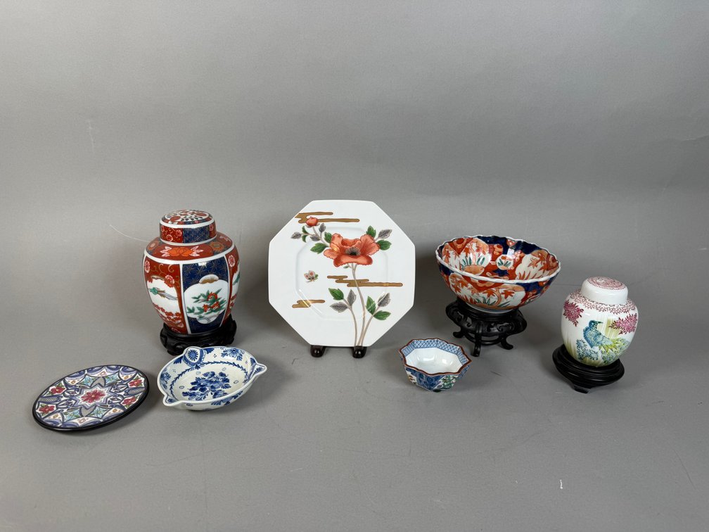Assorted Asian & Japanese Porcelain Decor Including Imari-Style Ginger Jar, Fitz & Floyd Plate & Decorative Bowls