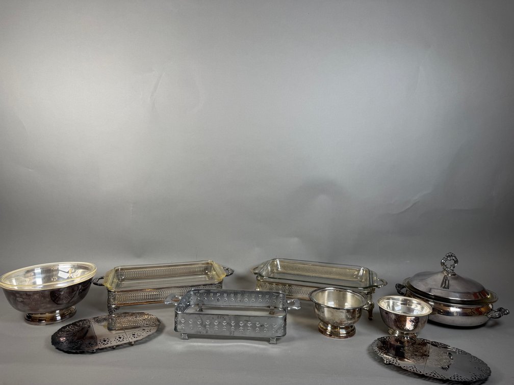 Silverplate Serving Collection Including Casserole Dishes, Bowls, Covered Server & Trivets