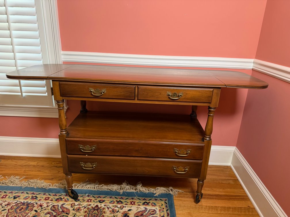 Statton Trutype Cherry Drop-Leaf Rolling- Server / Buffet Cart